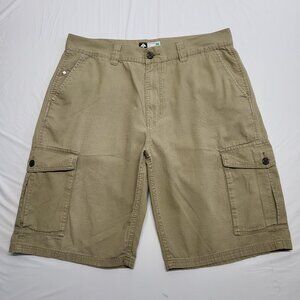 LRG Lifted Research Group Cargo Shorts Mens 36 Ripstop 12" Inseam Beige